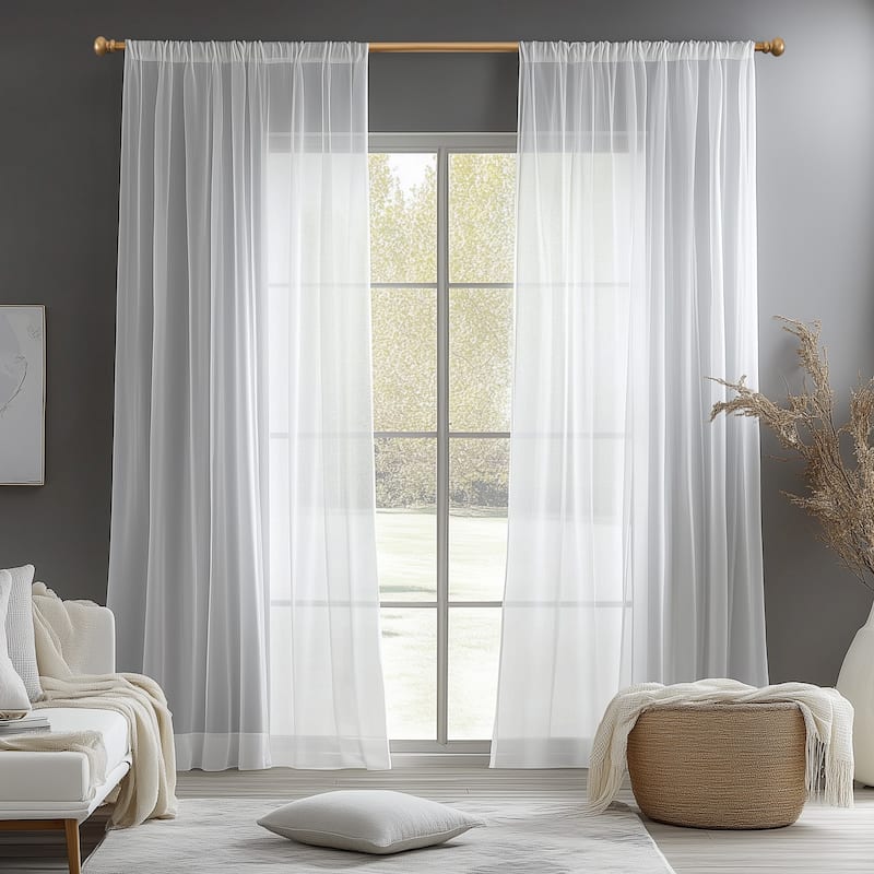 Deconovo Sheer Voile Curtain (2 Panel) - 60x45 Inch - White