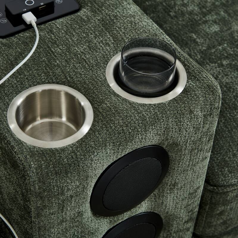 126" U-Shaped Sectional Sofa with Storage Ottomans & Bluetooth Speakers - Modular Couch with LED Lights, Console