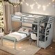 preview thumbnail 1 of 32, Twin Over Twin Loft Bed With A Stand-alone Bed,Staircase,Desk,Shelves