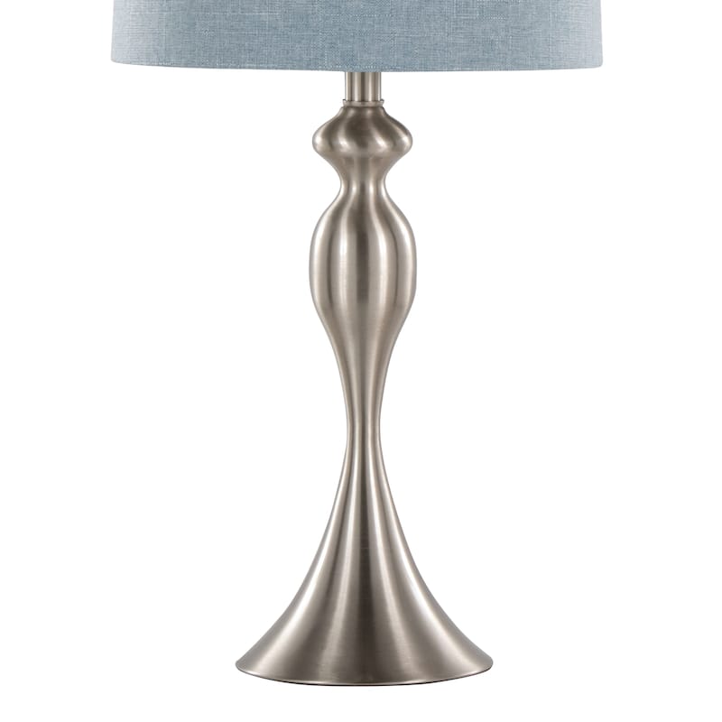 Ashland 27" Contemporary Metal Table Lamp in Brushed Nickel with Light Blue Linen Shade from Grandview Gallery by - Set of 2