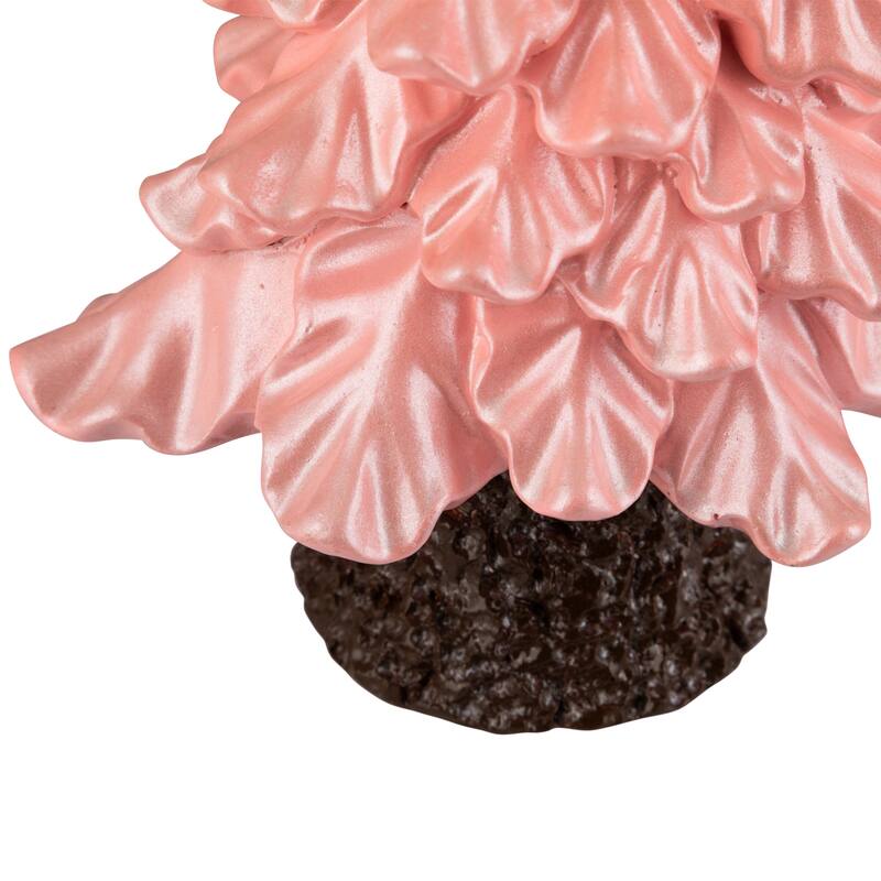 Iridescent Pearl Glazed Downswept Tree Christmas Decoration - 9.25" - Pink