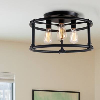 Country Rustic 3 lights Semi Flush Mount Light with Metal