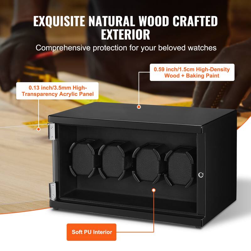 VEVOR Watch Winder with 1-8 for Men's and Women's Automatic Watches with Super Quiet Japanese Mabuchi Motors LED Lights