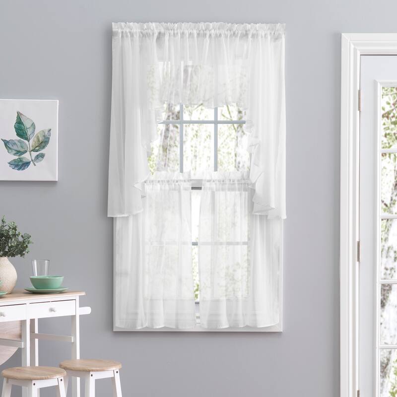 Sea Glass Semi-sheer Rod Pocket Kitchen Curtains - Tier, Swag or Valance (Sold Separately)