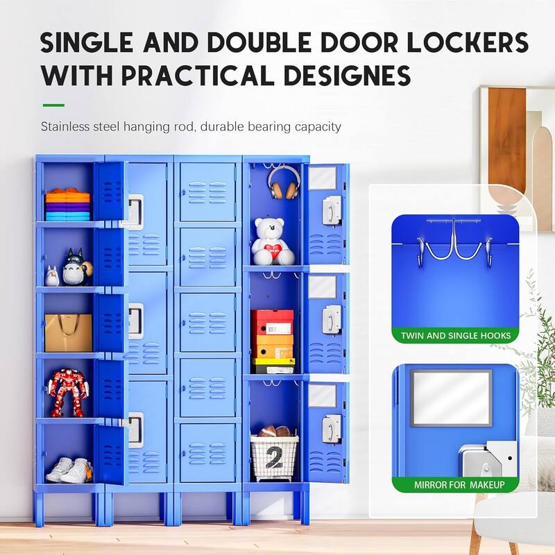 3 Door/5 Door Metal Lockers Storage Cabinet for School Office Gym Metal Storage