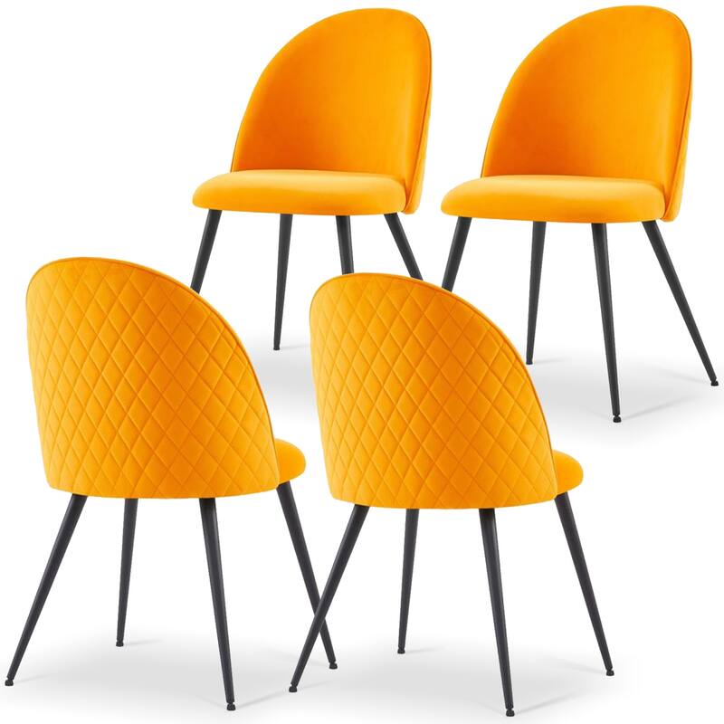 Dining Chair,Velvet,Metal Black legs,Set of 4 Side Chairs for Home, Kitchen and Cafe Bar Use