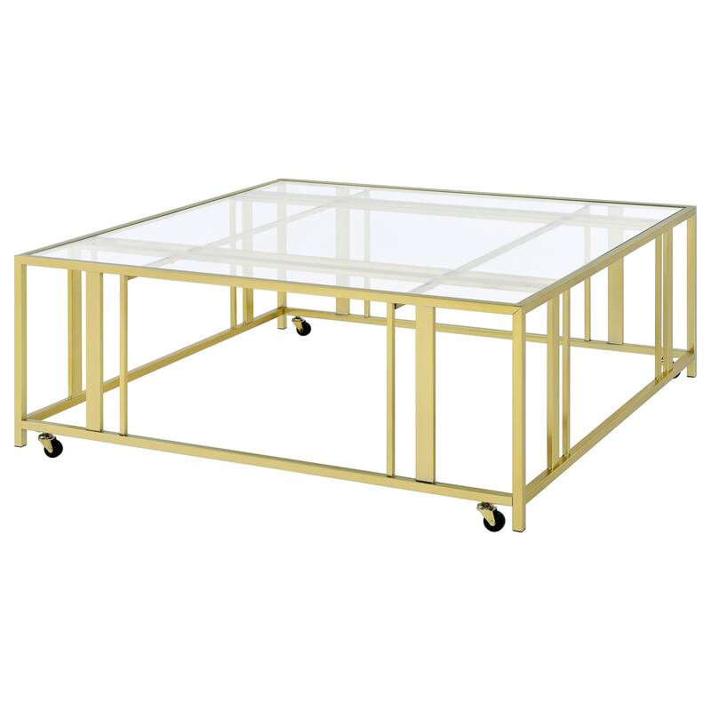 Adri Rectangular Glass Top Metal Frame Coffee Table