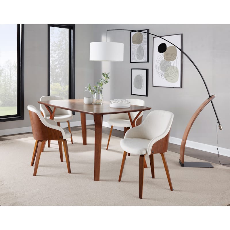 Carson Carrington Sala-Duvnas 5-Piece Dining Set with Wood Table Top - Cream Fabric/Walnut