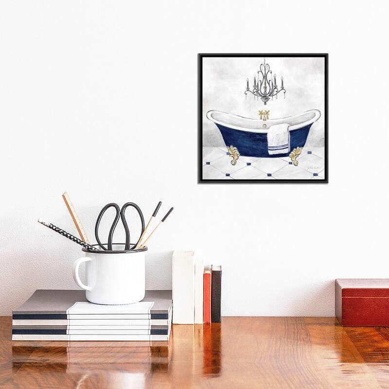 iCanvas "Navy Blue Bath II" by Cynthia Coulter Framed