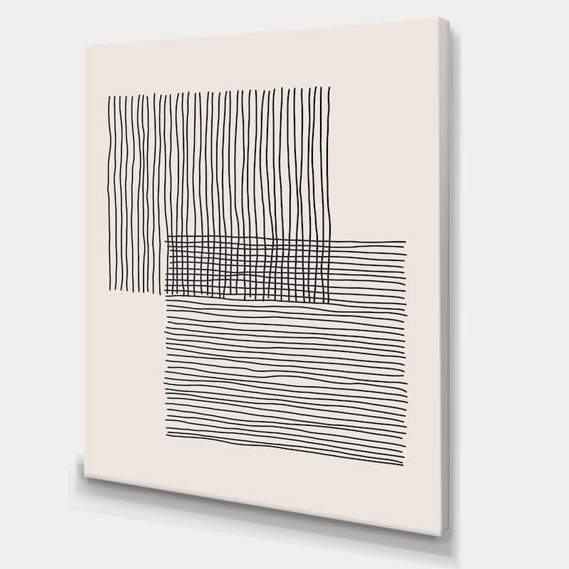 Designart "Minimal Geometric Lines And Squares II" Modern Canvas Wall Art Print - 30 In. wide X 40 In. high