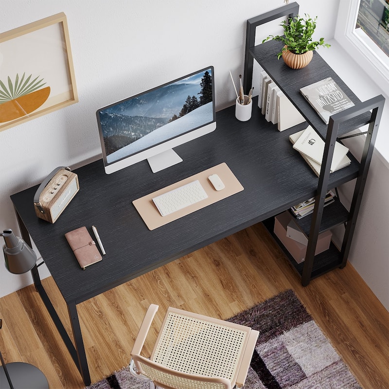 Computer Desk Home Office Computer Desk with 4 Shelves & Hooks