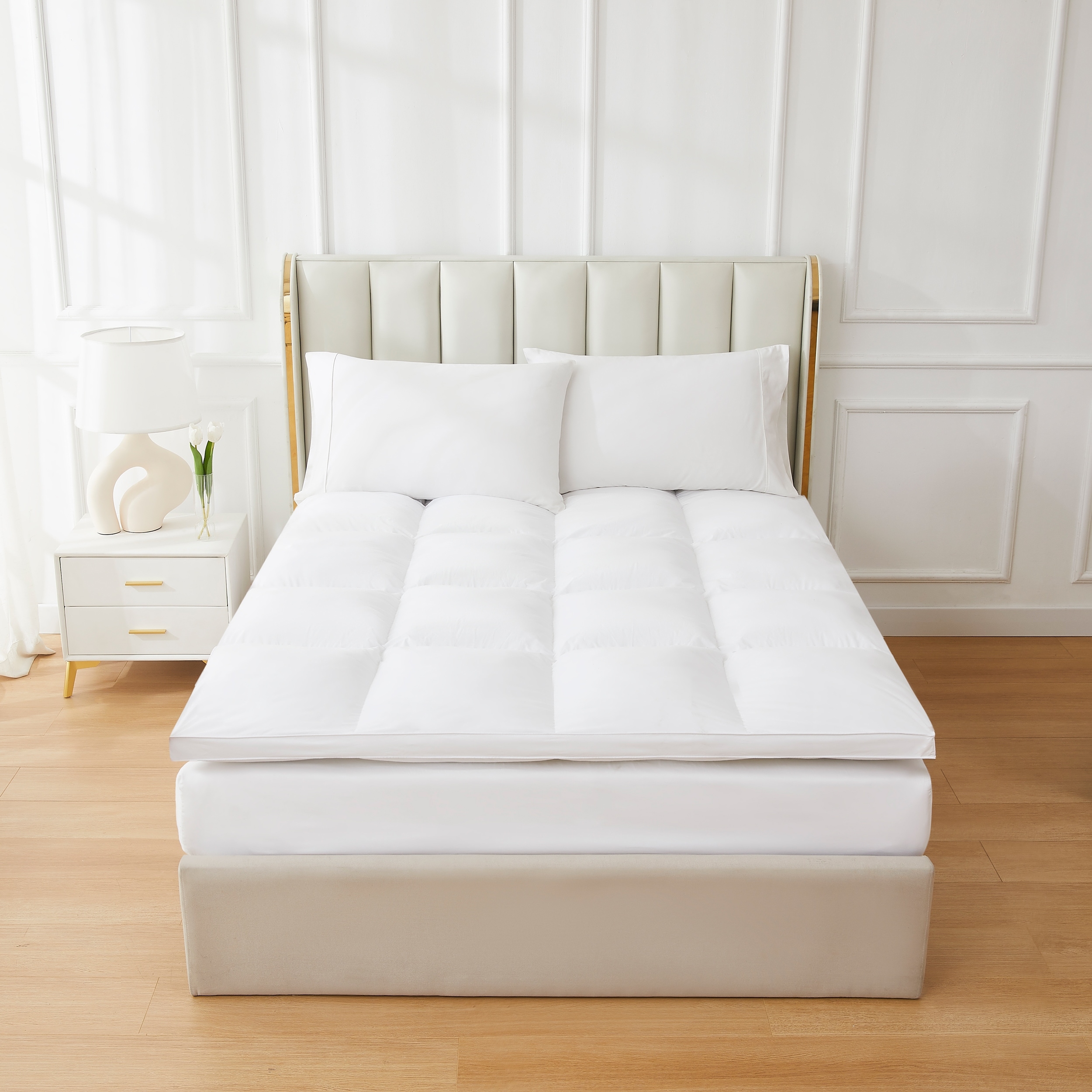Lucid Comfort Collection Bamboo Charcoal and Gel Memory Foam Covered Mattress Topper 2,3,4 inch - N/A