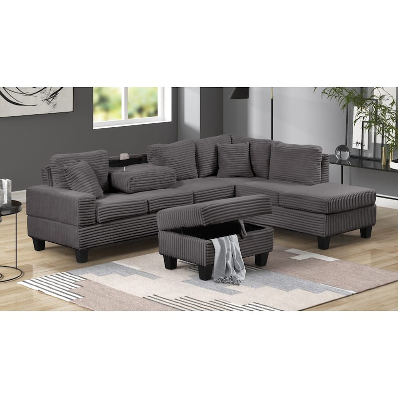 Cozy Modern & Contemporary Style Sectional Sofa Made with Wood & Upholstered Velvet