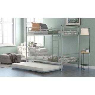 Versatile Twin Over Twin Metal Bunk Bed with Build-In Ladder,Trundle Under-Bed