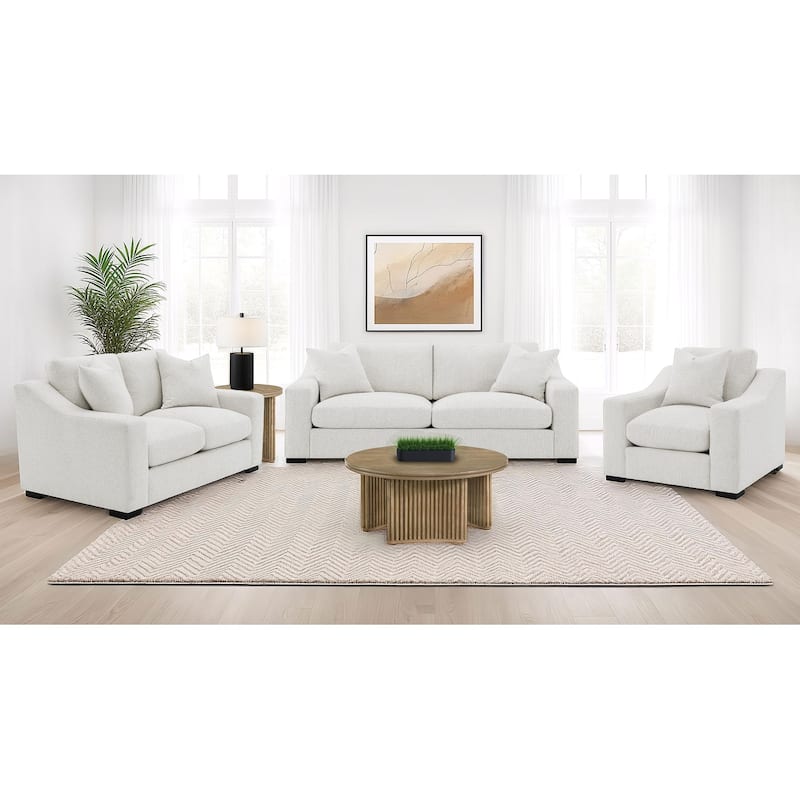 Ashlyn Upholstered Sloped Arm Sofa Set - Sand - 3 Piece