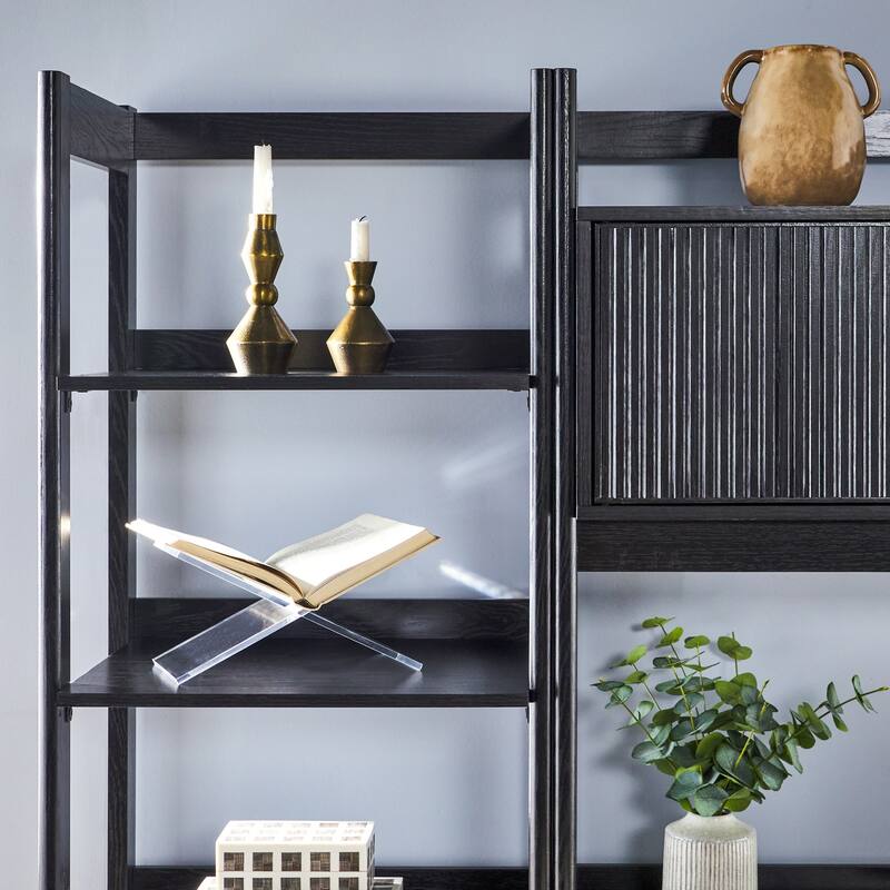 Walker Edison Hutch Desk with 2 Narrow Bookcases