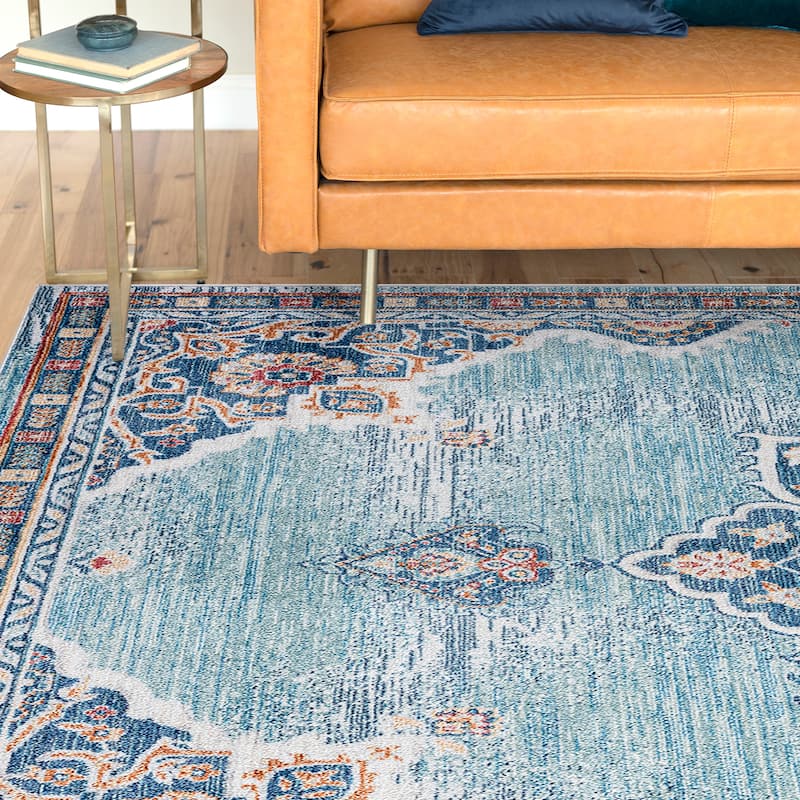 Esplanade Bohemian & Eclectic Oriental Indoor Area Rug - 7'11'' x 10'3'' - Navy/Aqua