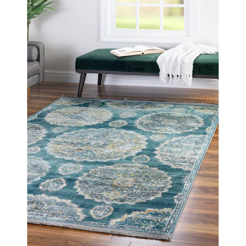 Transitional Laka Collection Area Rug - Gray and Blue - 2'2"x3'