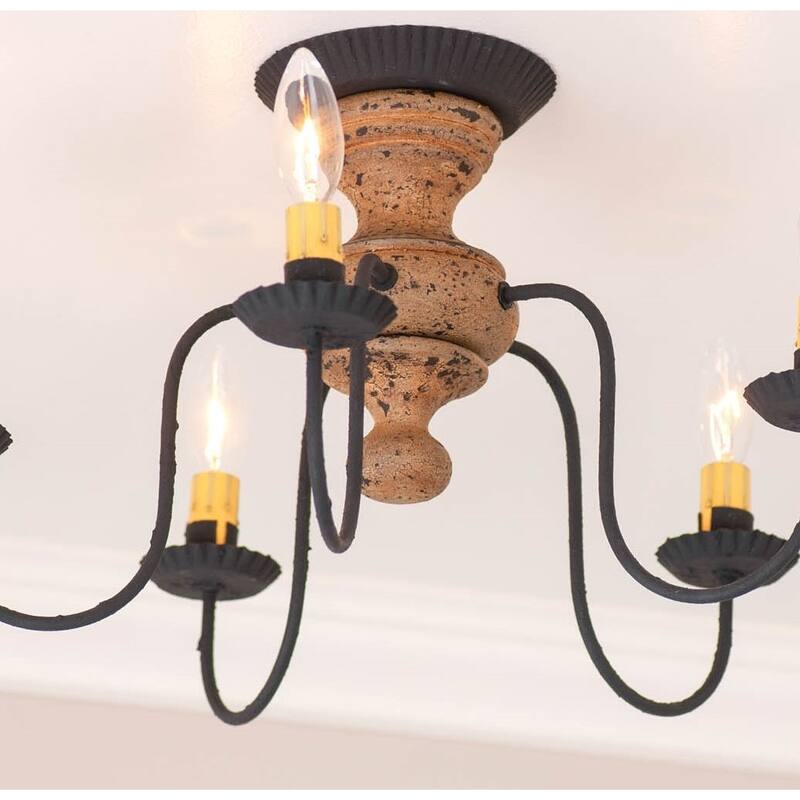 Irvins Country Tinware Thorndale Wood Ceiling Light - Buttermilk - 10.5 X 18.5 X 18.5 inches