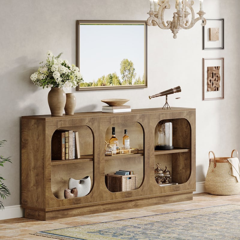 70.9-Inch Extra Long Console Table, 3-Tier Rustic Sofa Table