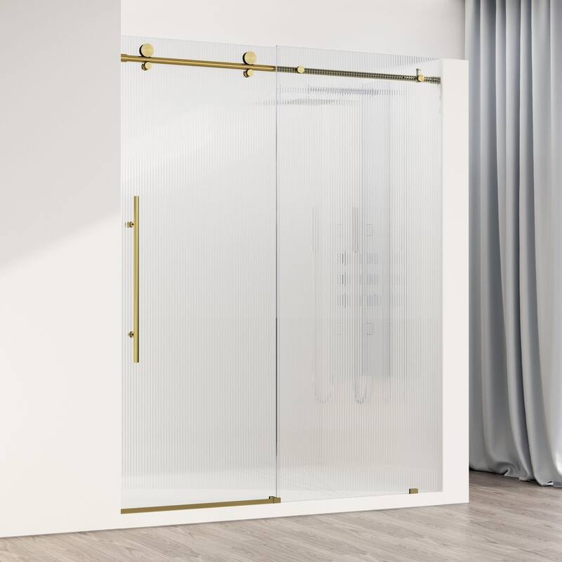 Vigo VG6021FL6076L Elan E-Class 76" High x 60" Wide Sliding Frameless - Matte Brushed Gold
