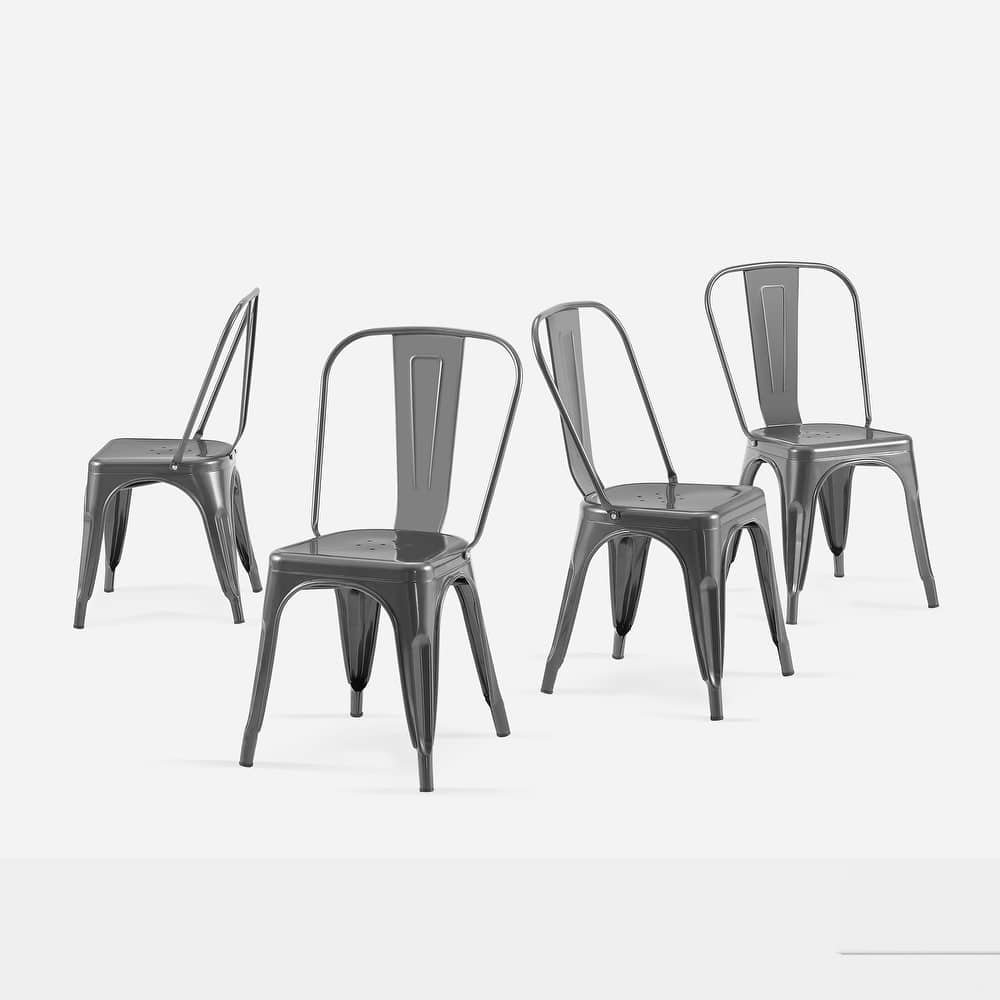 Industrial Metal 18 Inch Stackable Dining Chair Set