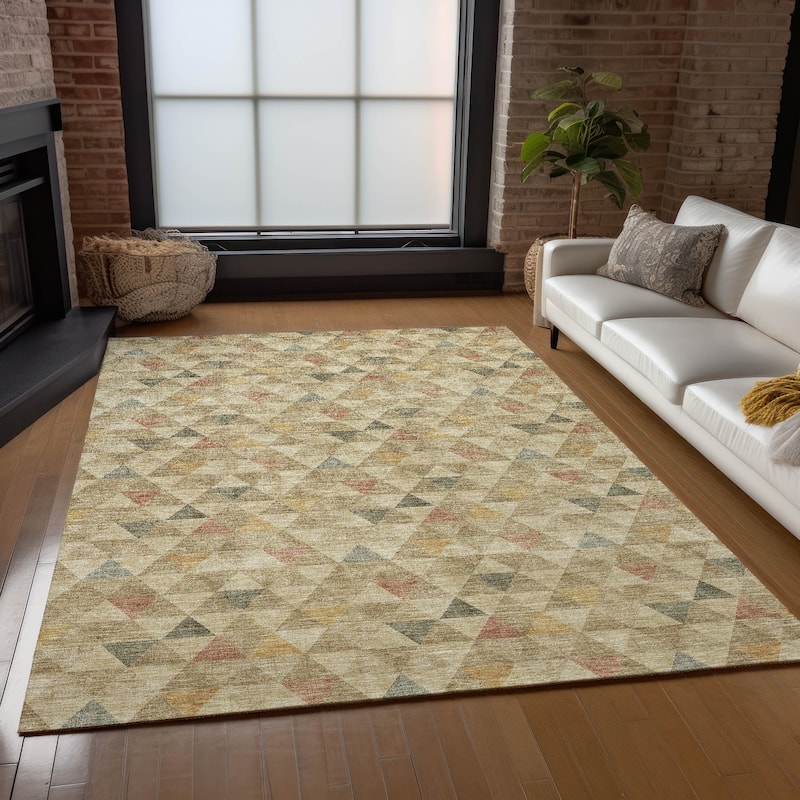Machine Washable Indoor/ Outdoor Chantille Contemporary Mosaic Rug