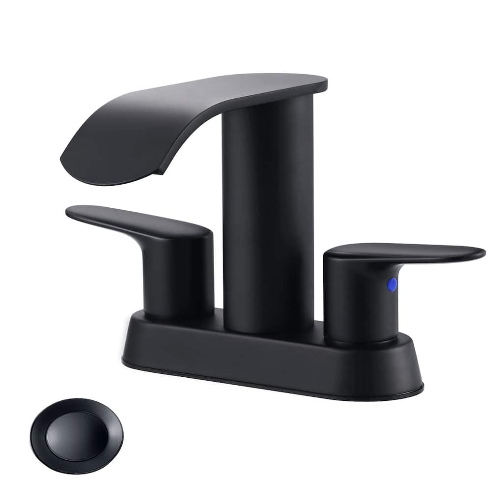 WOWOW 4 in. Centerset Double Handle Waterfall Bathroom Sink Faucet
