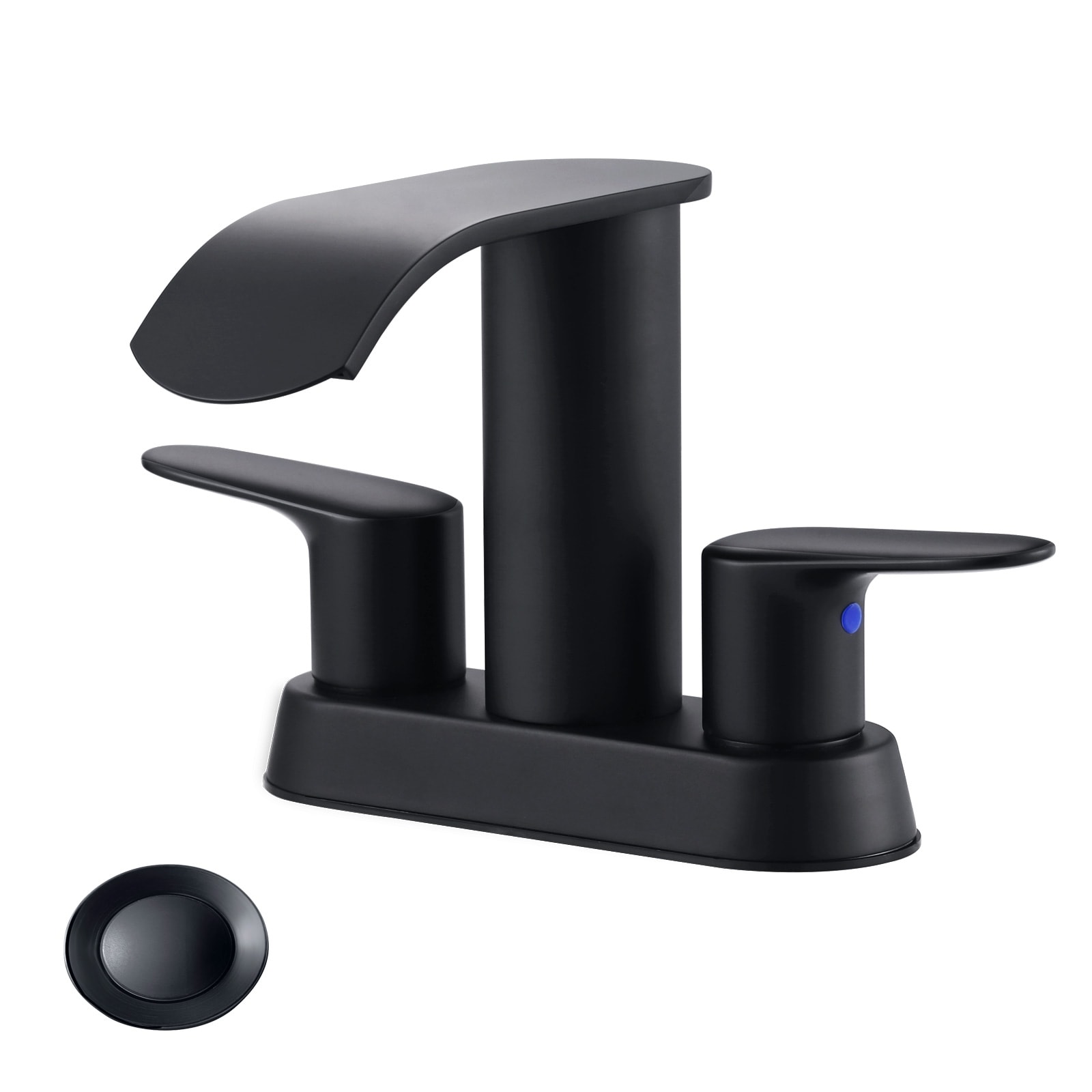 WOWOW 4 in. Centerset Double Handle Waterfall Bathroom Sink Faucet