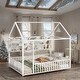 preview thumbnail 30 of 40, Full Size Metal Bed House Bed Frame with Fence and Four Metal Grid Shelves