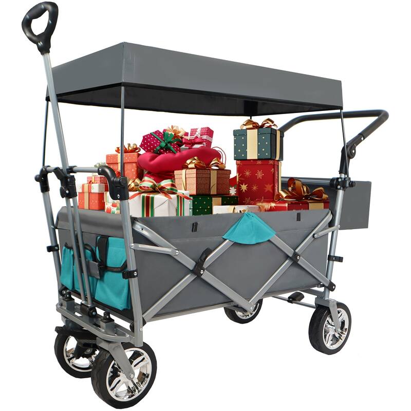 Push & Pull Utility Folding Wagon - Includes Removable Canopy