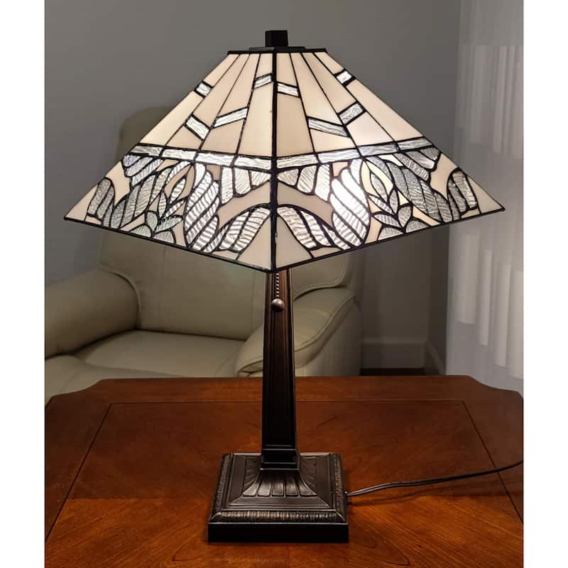 22" Dark Brown Metal Two Light Candlestick Table Lamp With White Shade - 11" x 21" x 22" - Dark-Brown-White