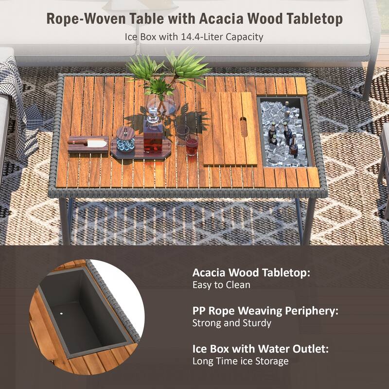 6-Piece Rope Patio Furniture L-Shaped Set