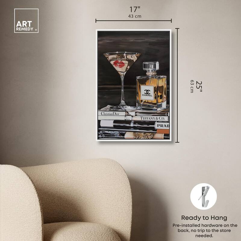 Martini Books Canvas by Art Remedy