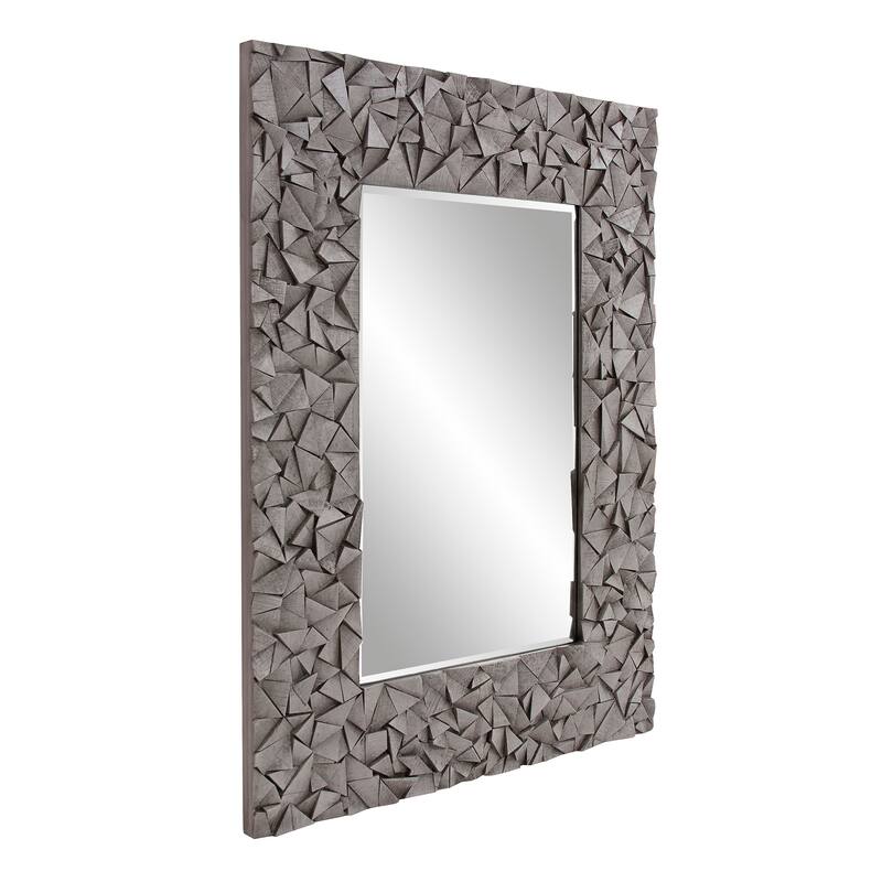 Allan Andrews Gray Rectangular Wall Mirror with Wood Block Mosaic Frame - 48"H x 36"W