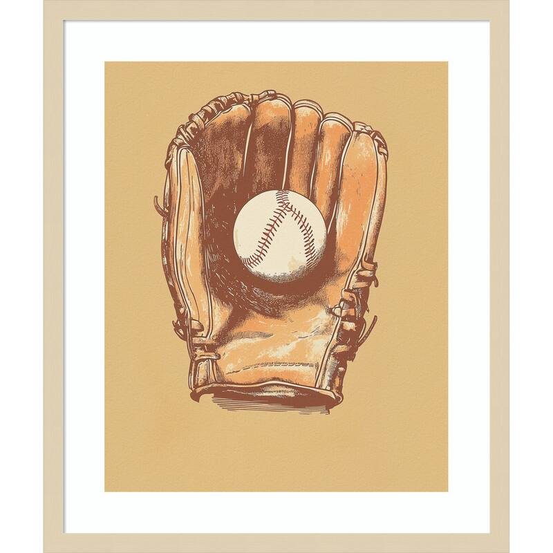 Baseball Glove by Andreas Magnusson Wood Framed Wall Art Print