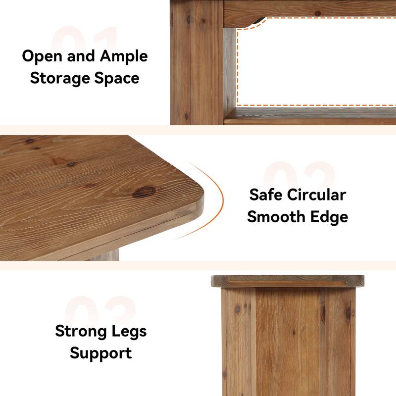 63-Inch Solid Wood TV Stand, Entertainment Center with Shelves, Television Console for 55/60/65/75-Inch TVs