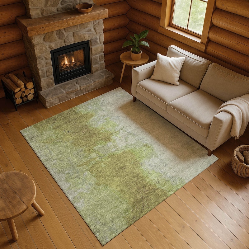 Premium Washable Super Soft Abstract Ombre Mayfield Rug - Olive - 2'6" x 3'10"