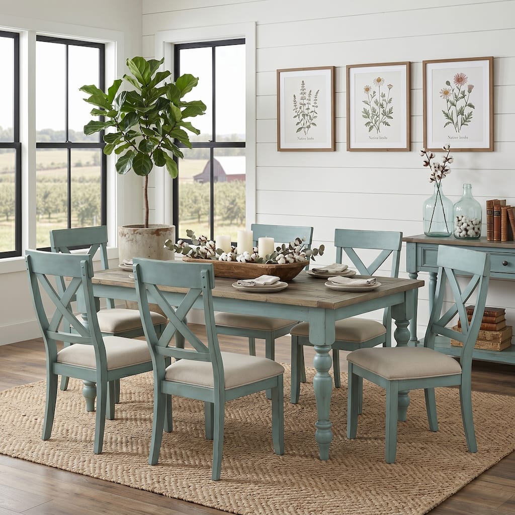 The Gray Barn Spring Mount Table with Cross Back Chairs 7-piece Dining Set
