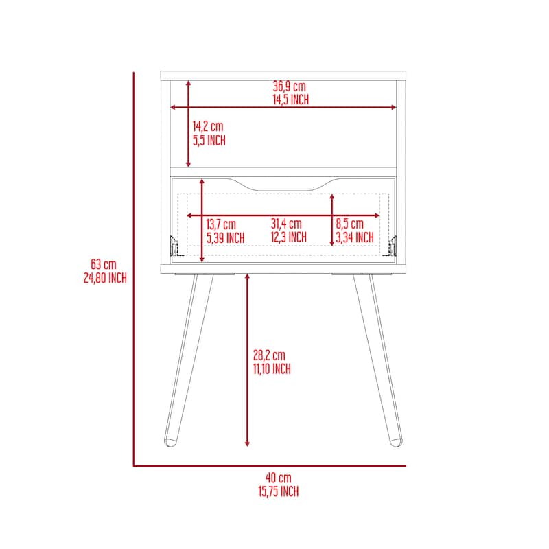 Bedroom Nightstand With Open Shelf
