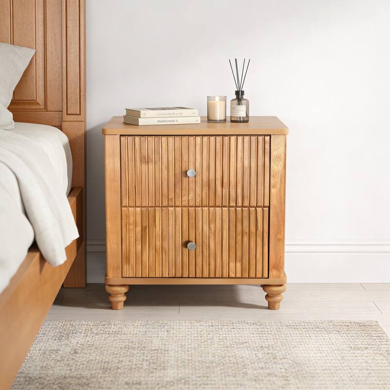 Mid-Century Modern Woodern Nightstand with Storage Drawers