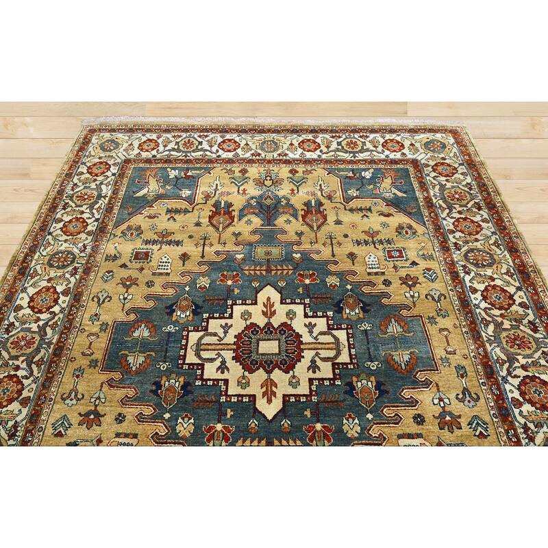 LoomBloom Hand Knotted Traditional Oushak Wool Area Rug, Gold - 7' 9'' x 9' 10''