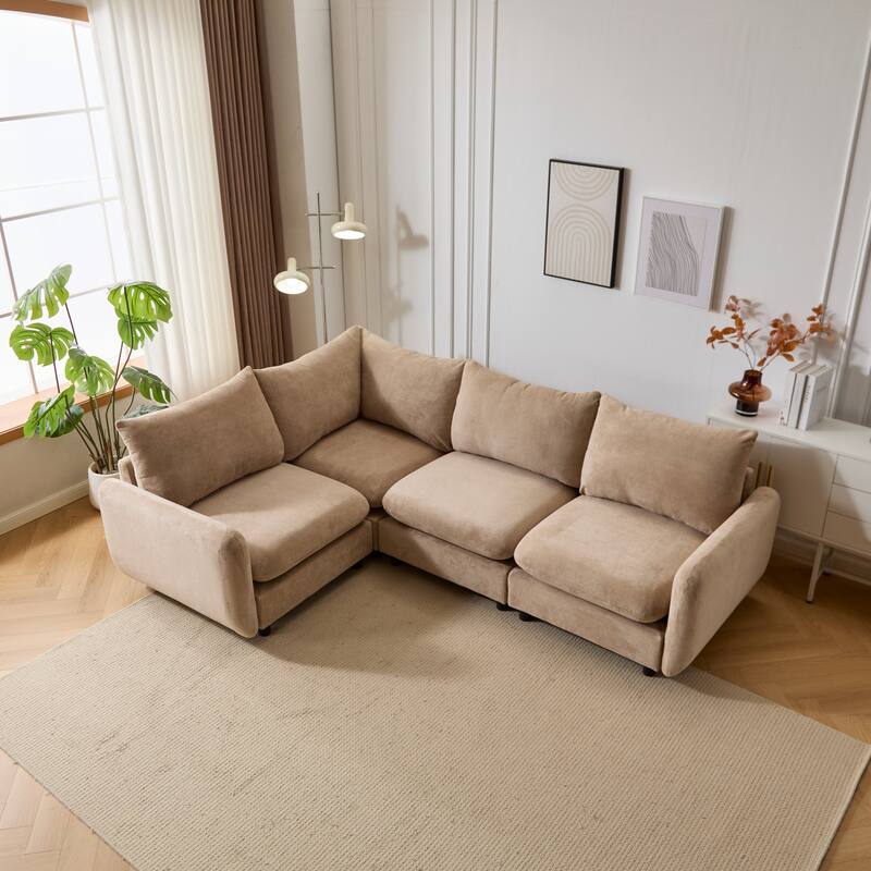 Christopher Knight Home - Evelyn Modern Modular Upholstery L-Shaped Sectional Sofa