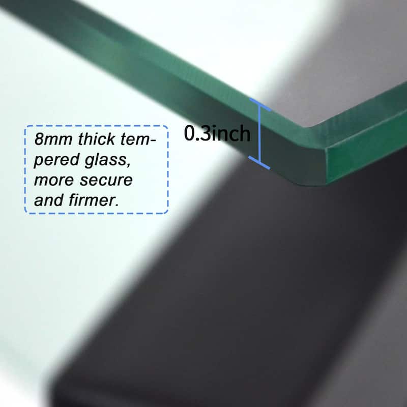 Rectangle Black Glass Coffee Table Clear Coffee Table Modern Side Center Tables for Living Room Living Room Furniture