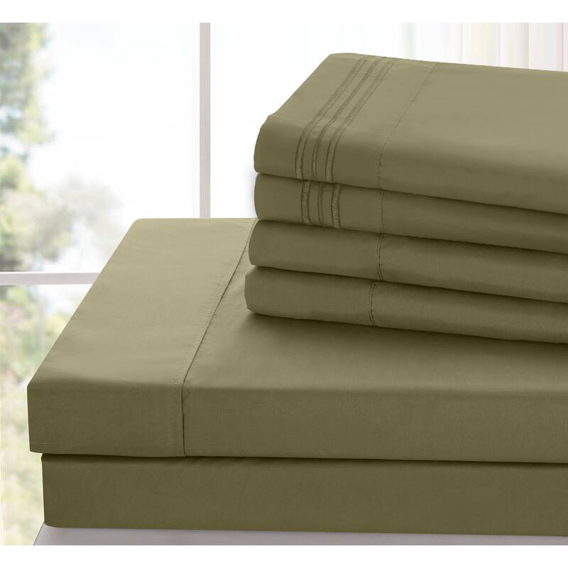 6 Piece Bed Sheet Set Deep Pocket Ultra Soft Microfiber Bedding Sheets