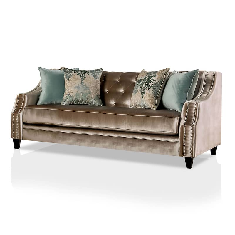 Vynn Transitional Chenille Upholstered Nailhead Trim Sofa by Furniture of America