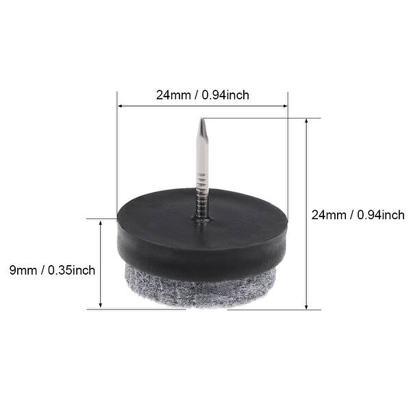 Nail On Furniture Felt Pads Chair Leg Protector 24mm Dia Black 36pcs