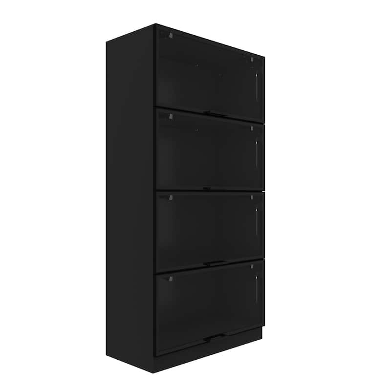 Lighted Display Storage Cabinet with Tempered Glass Doors Showcase