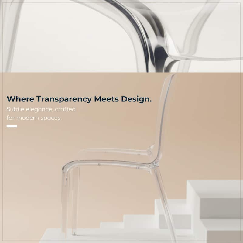Murray Minimalist Modern Stackable Acrylic Plastic Dining Chair Full Back Transparent Accent Side Chair for Kitchen Set of 4