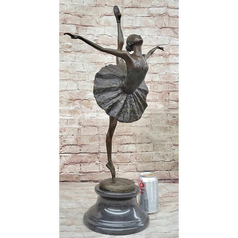 Arabesque Ballet Pose Ballerina Dancer Bronze Statue Sculpture On Marble Base